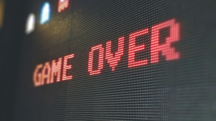 Game over on an arcade screen