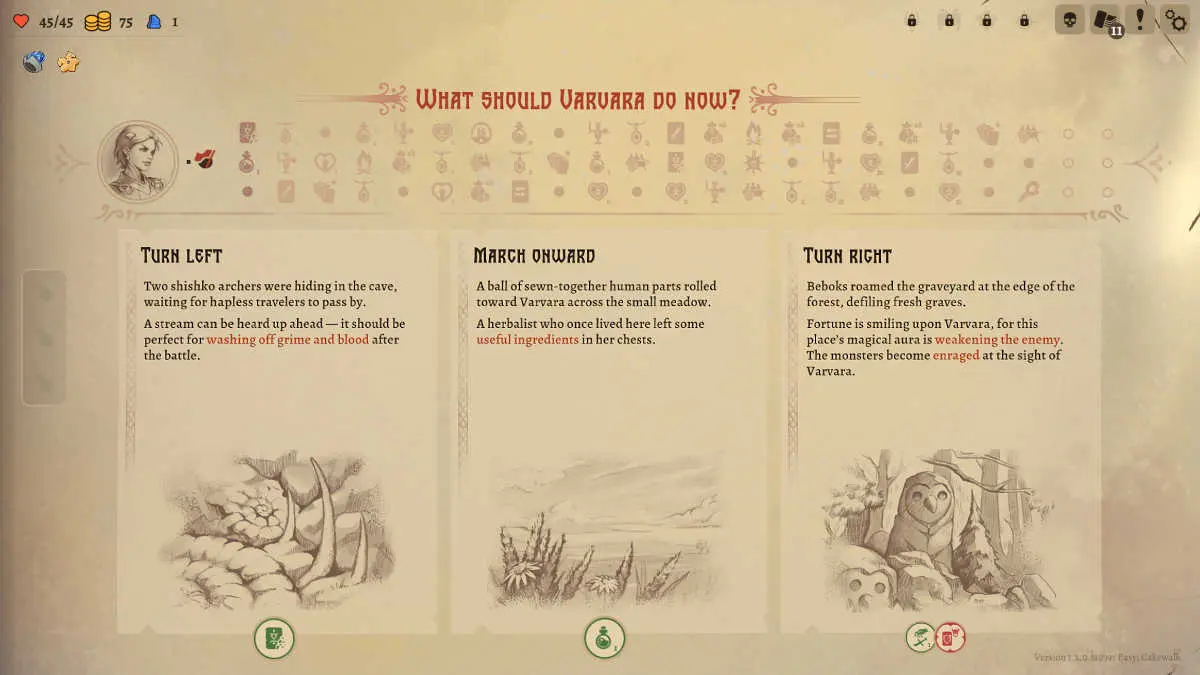 Pick-your-own-adventure style gameplay in Deathless