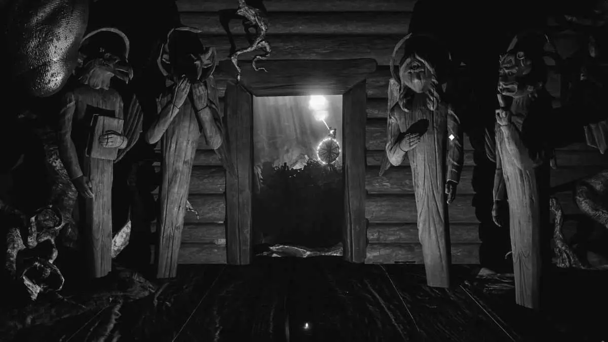 Wooden idols in One-Eyed Likho