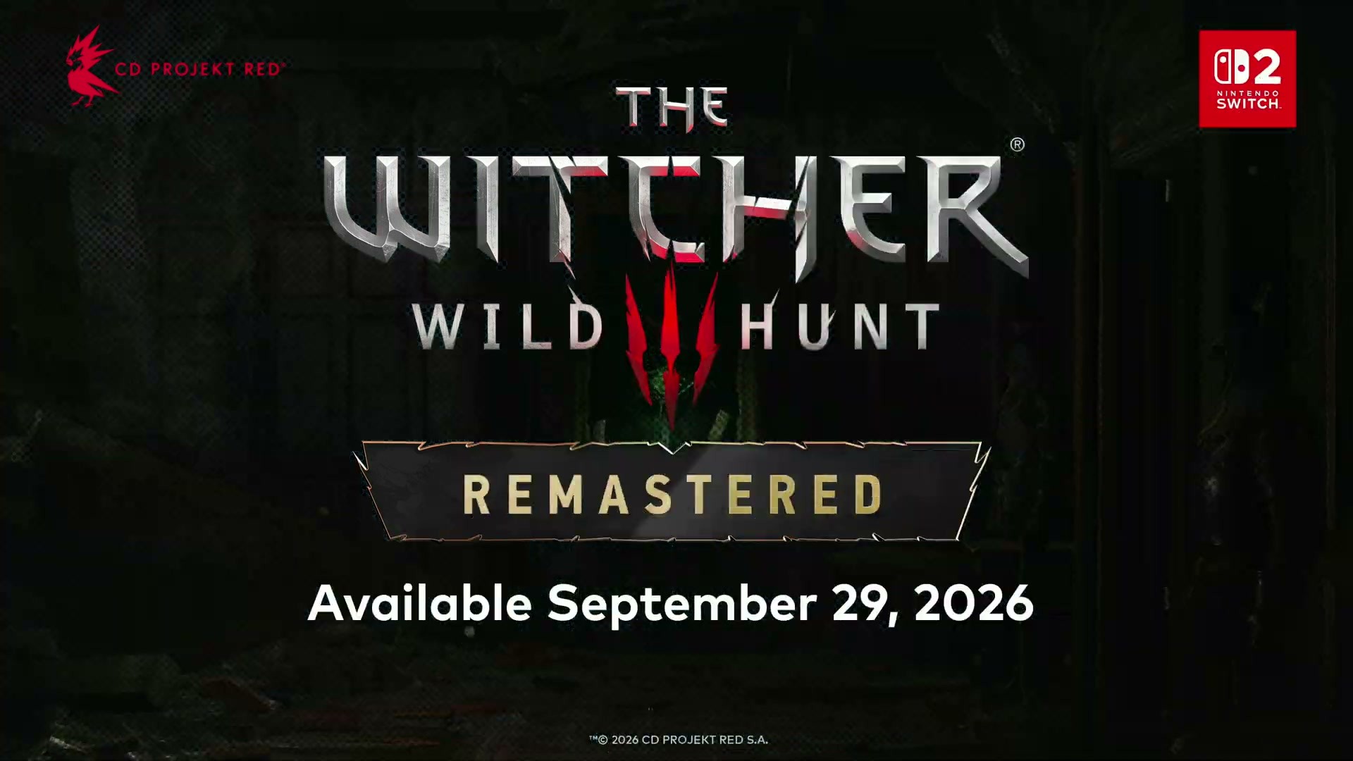 The Witcher 3: Wild Hunt Remastered screenshot from its Nintendo Direct September 2026 trailer