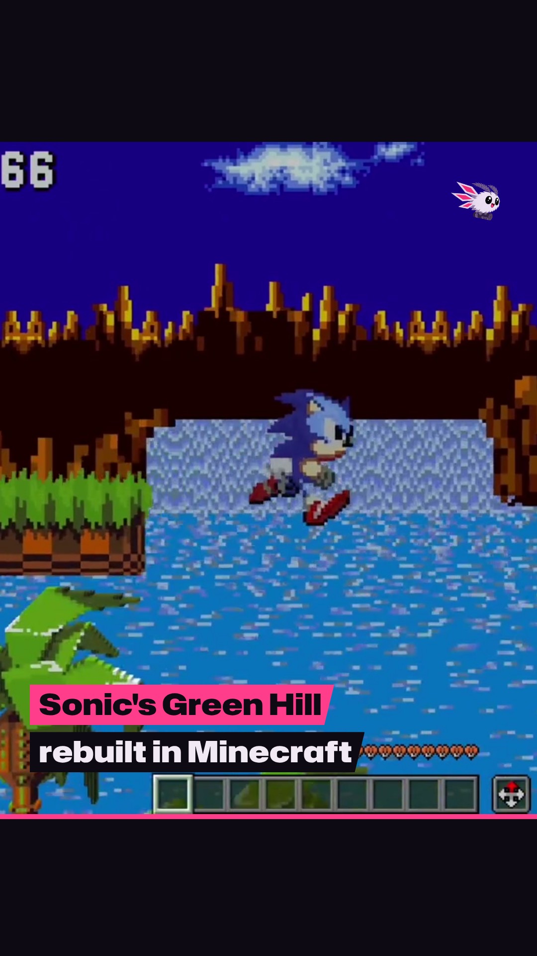 Sonic's Green Hill Zone rebuilt in Minecraft with no mods